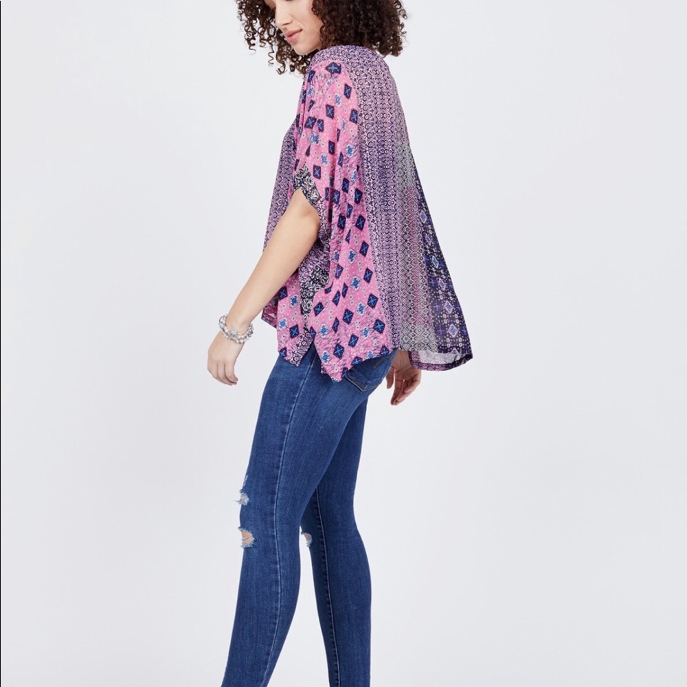 Octavia printed poncho blouse